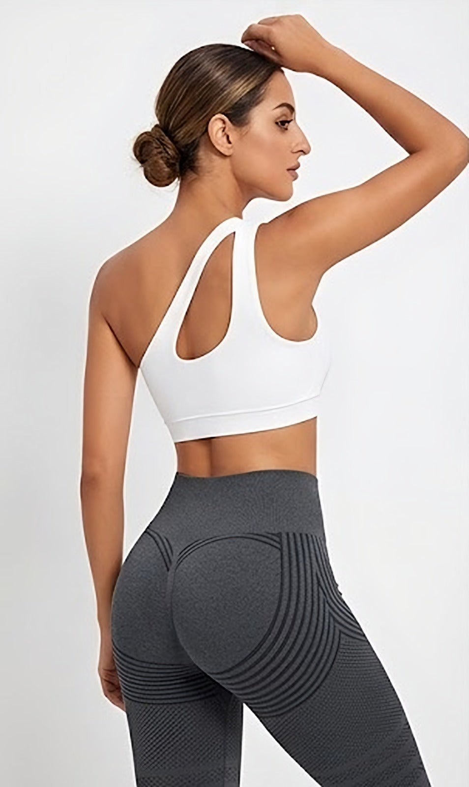 Brassière asymétrique blanche, vue de dos