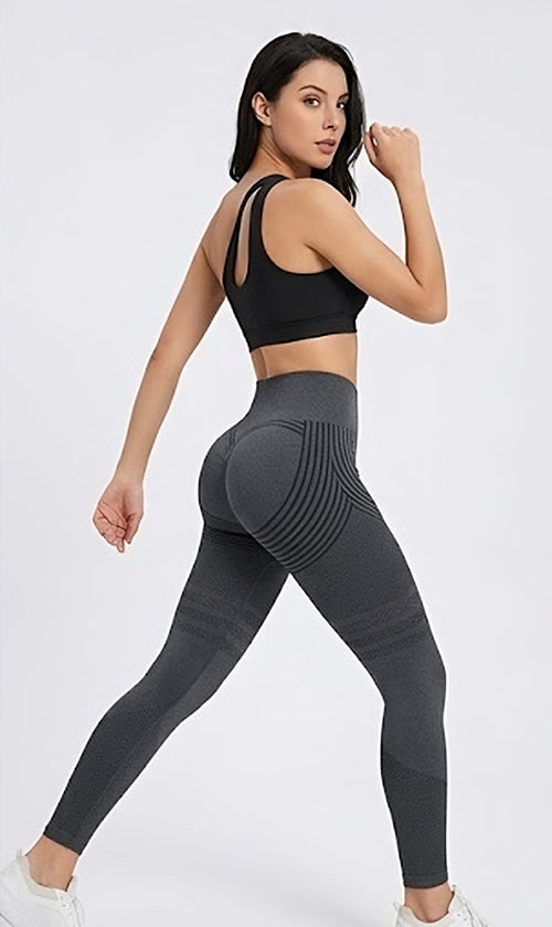 Ensemble Lunelle : brassière noire et legging gris anthracite