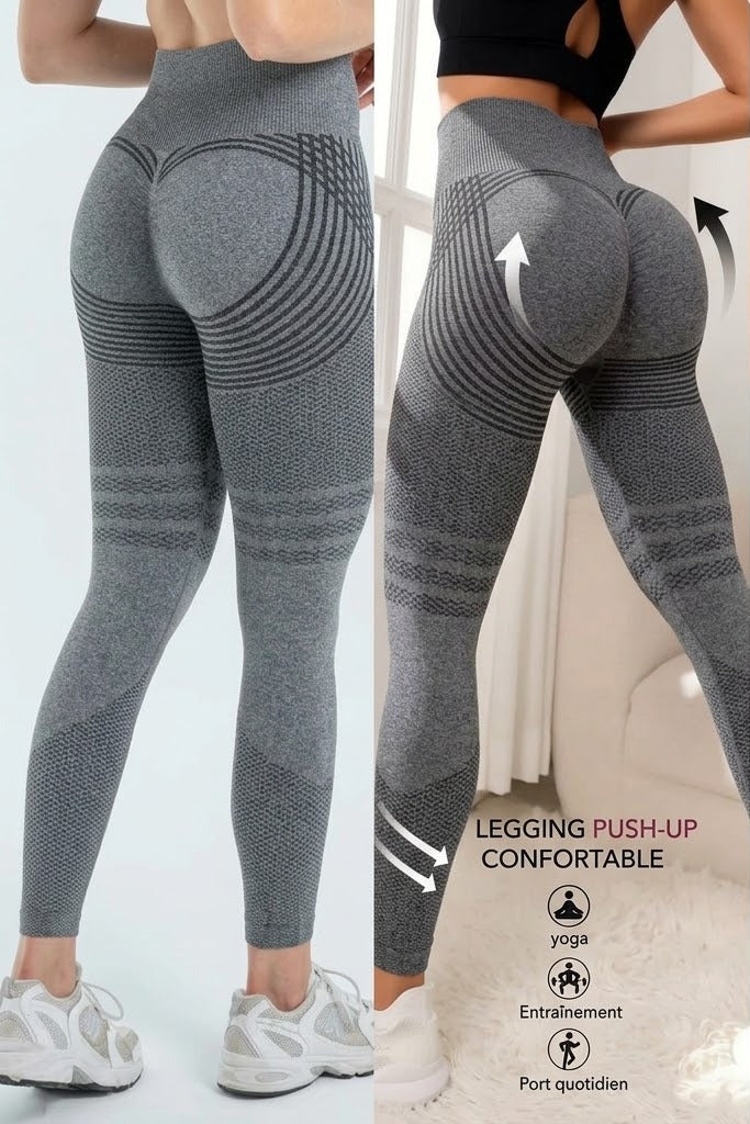 Legging sculptant 3D gris, effet push-up